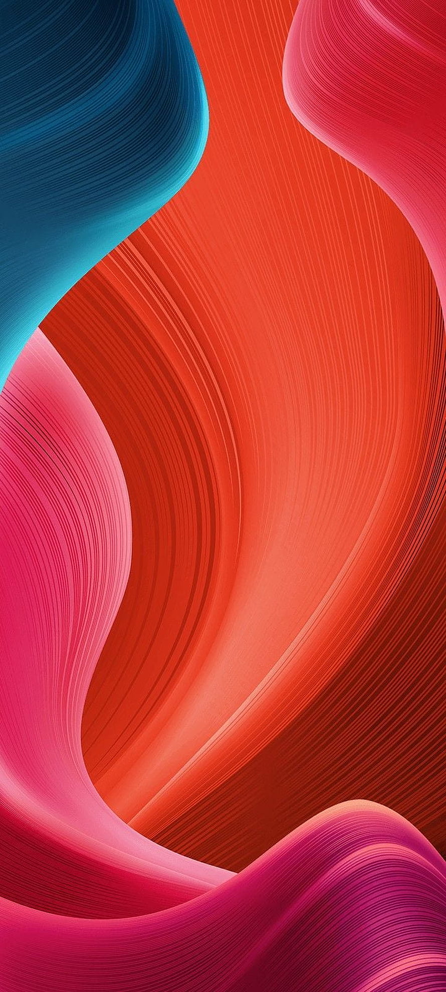 Realme C15 Abstract Flowing Lines Wallpaper in Vibrant Coral, Magenta, and Teal Tones HD phone wallpaper
