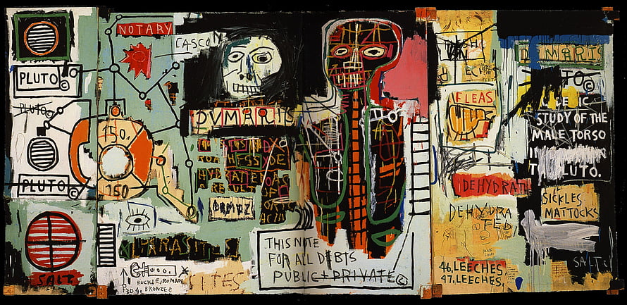 Jean-Michel Basquiat Abstract Expressionist Painting With Text and Figures HD wallpaper