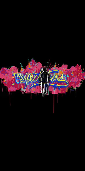 Into The Spider-Verse No Expectations Graffiti Artwork With Silhouette HD phone wallpaper