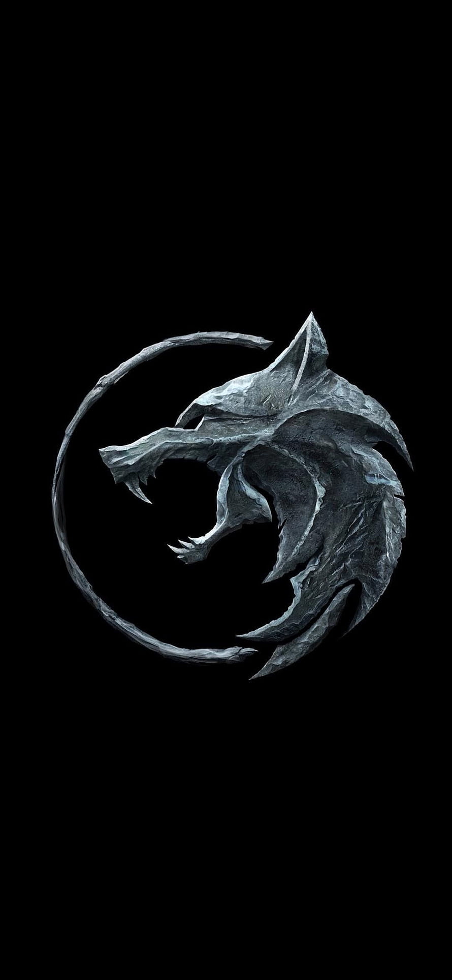 The Witcher Stone Wolf Emblem on Black Background HD phone wallpaper
