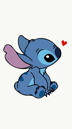 Cute Stitch Sitting with Heart on White Background HD phone wallpaper