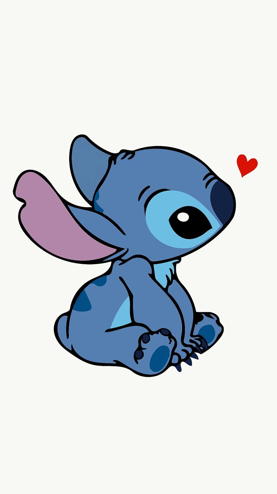 Cute Stitch Sitting with Heart on White Background HD phone wallpaper