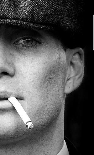 Peaky Blinders Thomas Shelby Black and White Portrait with Cigarette HD phone wallpaper