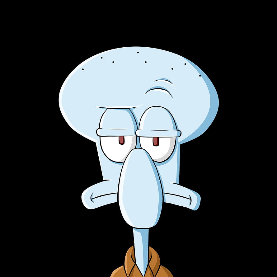 Squidward Tentacles from SpongeBob SquarePants with a Bored Expression on a Black Background HD phone wallpaper