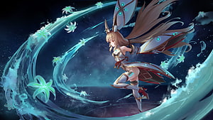 Nia from Xenoblade 2 in Dynamic Water and Spirit Energy Artwork HD wallpaper