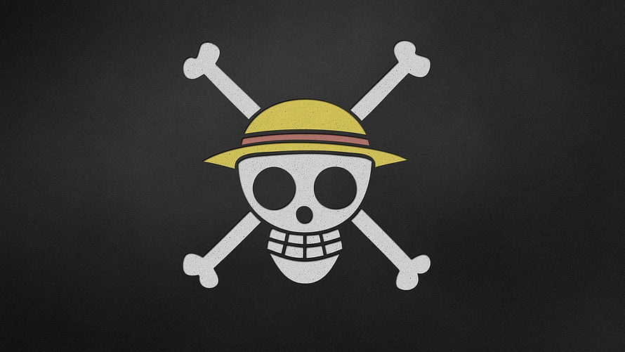 One Piece Straw Hat Pirates Jolly Roger Flag on Dark Background HD wallpaper