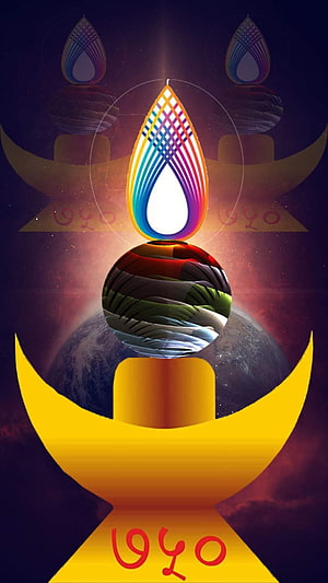 Gondwana Empire 1940 Diya Lamp with Cosmic Flame and Earth Sphere HD phone wallpaper