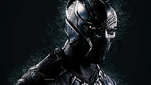 Black Panther MCU Character Portrait in Dark Metallic Armor HD wallpaper