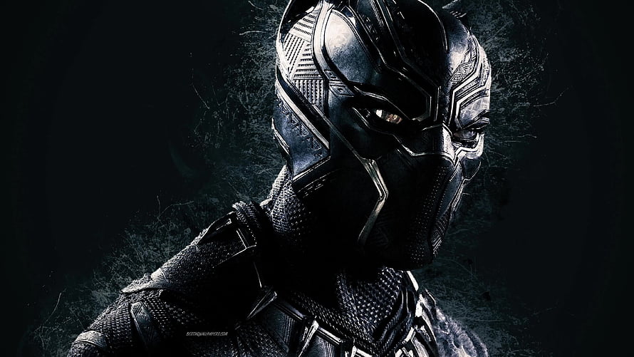 Black Panther MCU Character Portrait in Dark Metallic Armor HD wallpaper