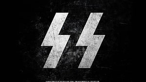 Grungy Black and White Double Lightning Bolt Logo on Distressed Dark Background HD wallpaper