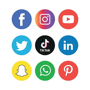Nine Popular Social Media Platform Icons Arranged in a Grid on White Background HD phone wallpaper
