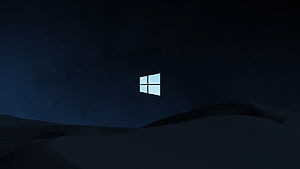 Windows 10 Dark Minimalist Desktop Wallpaper with Glowing Logo on Night Landscape HD wallpaper