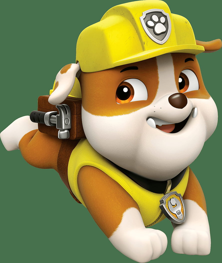 Paw Patrol Rubble 3D Character Render in Yellow Construction Gear HD phone wallpaper