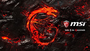 MSI Gaming Dragon Logo on Dark Volcanic Lava Background HD wallpaper