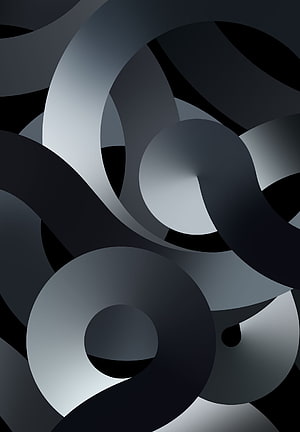 Dark Abstract Geometric Wallpaper with Overlapping Curved Shapes and Monochrome Gradients HD phone wallpaper