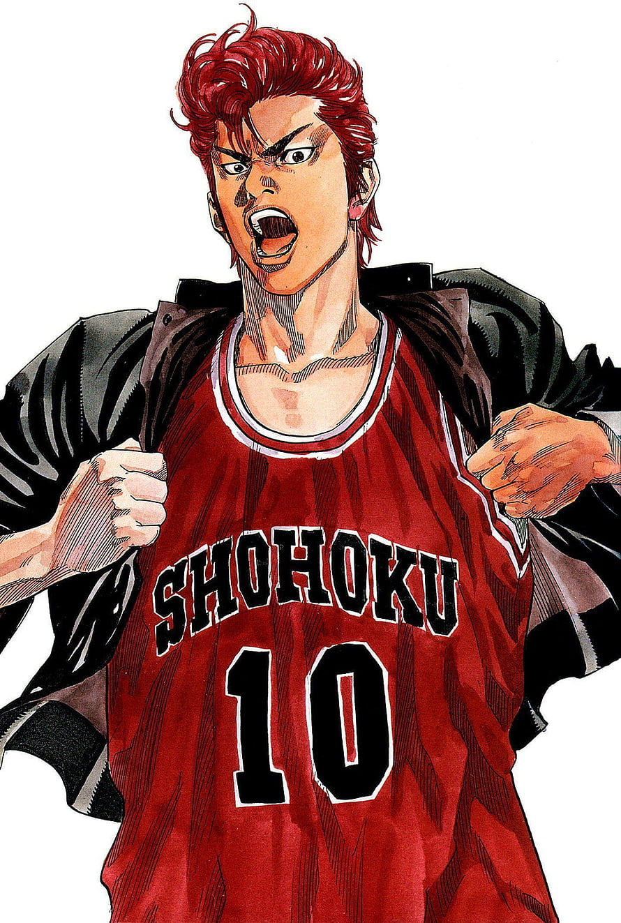 Hanamichi Sakuragi in Shohoku Basketball Jersey from Slam Dunk Anime HD phone wallpaper