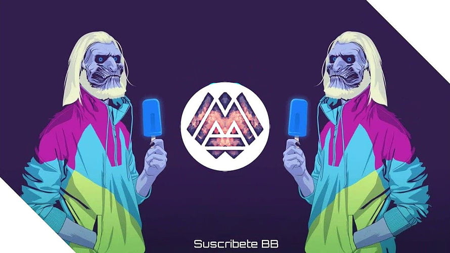 Avee Music Player promotional artwork featuring stylized characters in colorful jackets holding ice pops HD wallpaper