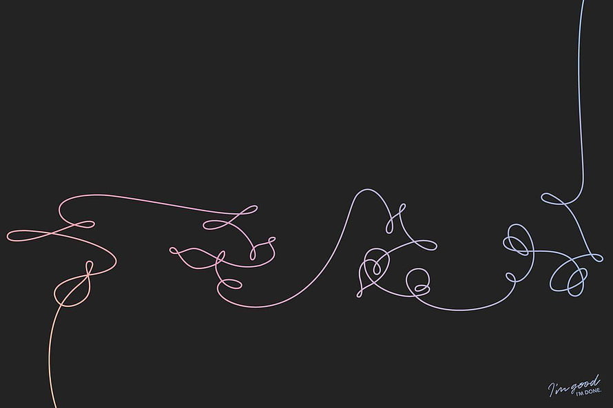 Minimalist Abstract Line Art with Gradient Pink and Blue Swirls on Dark Background HD wallpaper