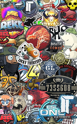 Counter-Strike Global Offensive Sticker Pack Collection Wallpaper HD phone wallpaper