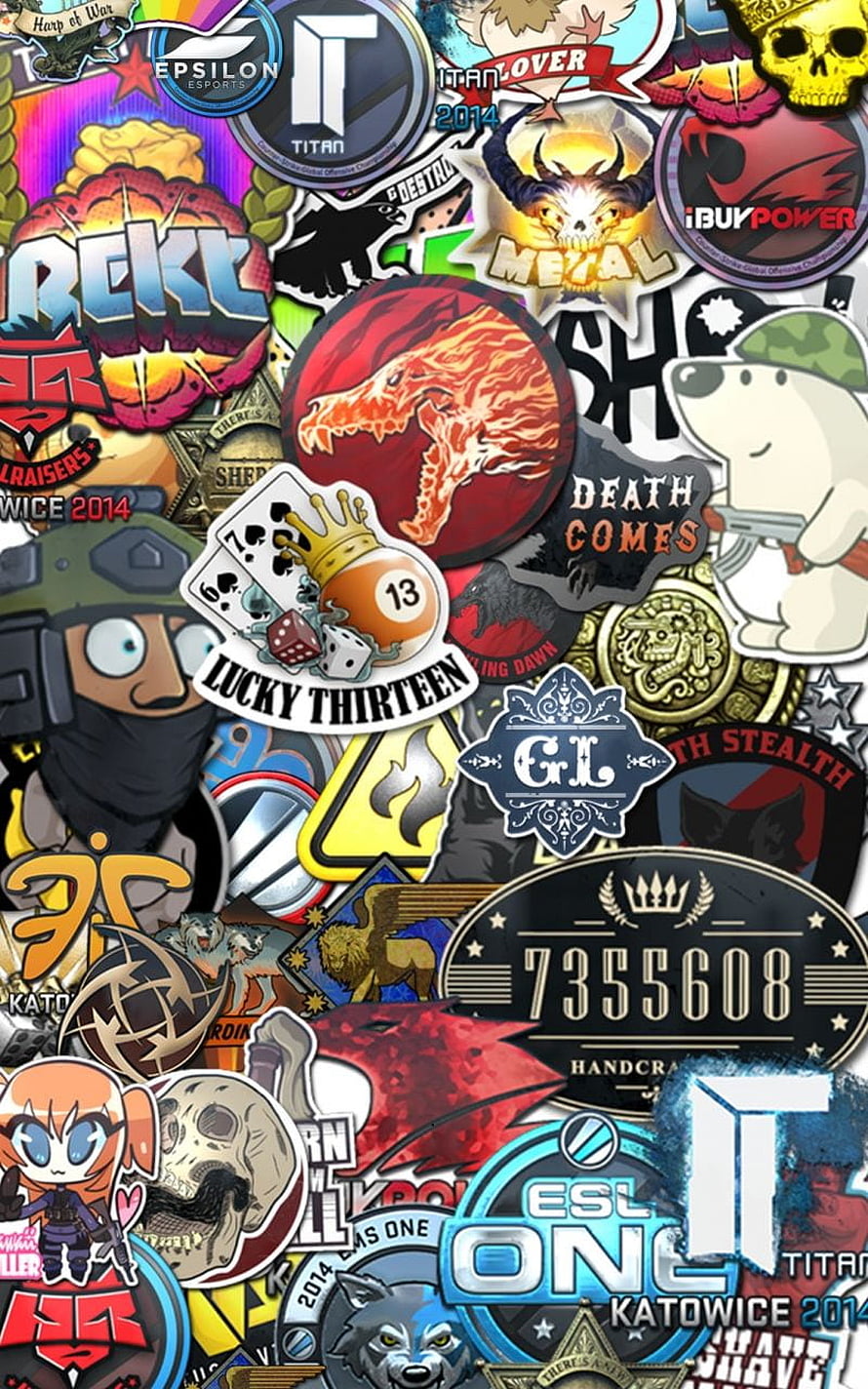 Counter-Strike Global Offensive Sticker Pack Collection Wallpaper HD phone wallpaper
