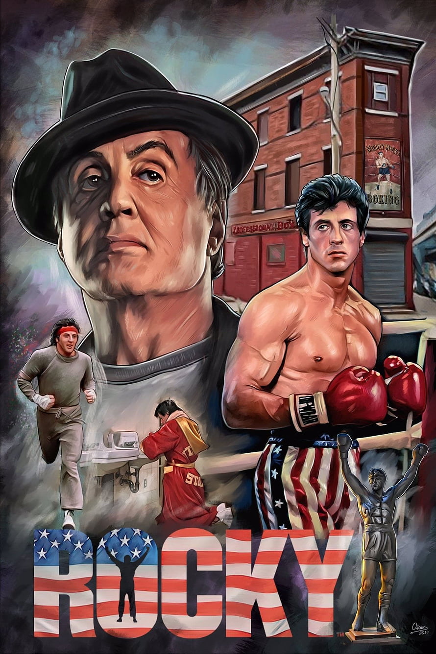 Rocky Balboa Digital Art Collage Featuring Sylvester Stallone and Iconic Boxing Scenes HD phone wallpaper