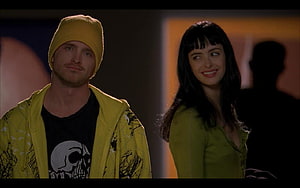 Breaking Bad Jane Margolis and Walter White in Yellow Outfits HD wallpaper