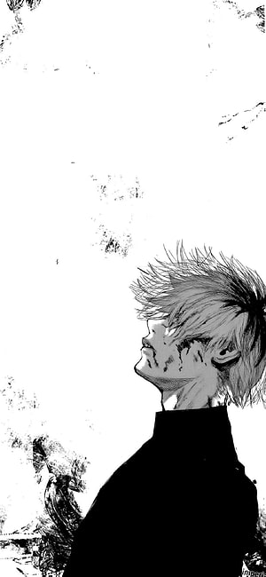 Kaneki Ken Profile from Tokyo Ghoul Manga Panel in Black and White HD phone wallpaper