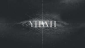 YHWH Sacred Name Over Cosmic Galaxy with Geometric Sacred Geometry Overlay HD wallpaper