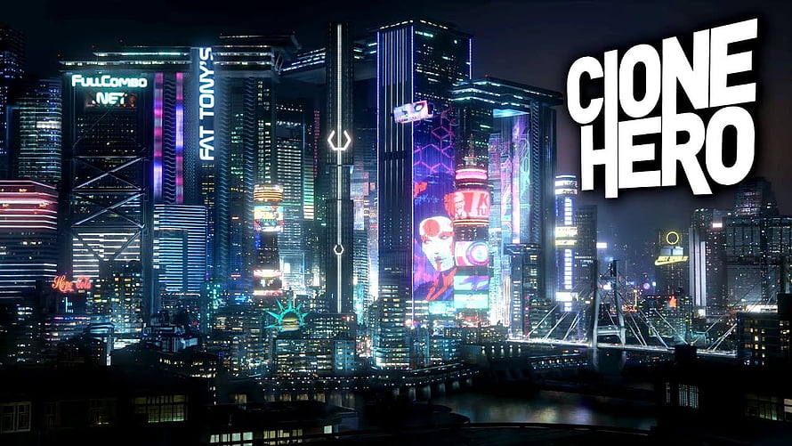 Clone Hero Neon Cyberpunk Cityscape with Futuristic Skyscrapers and Digital Billboards HD wallpaper