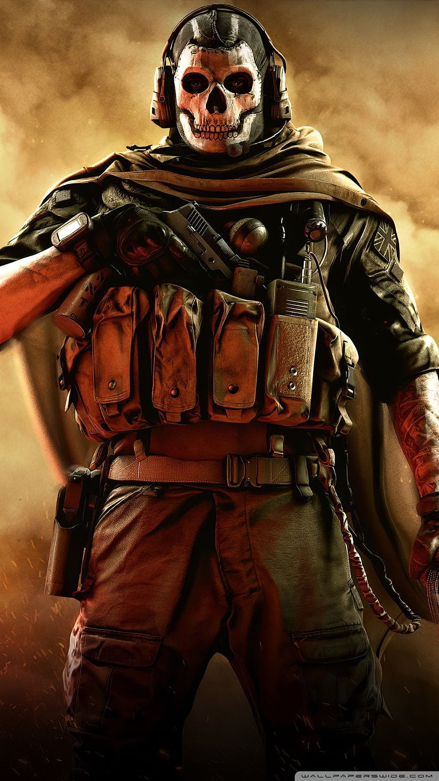 Call of Duty Ghosts Soldier in Tactical Gear and Skull Mask HD phone wallpaper
