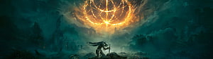 Elden Ring Knight Kneeling Before Golden Erdtree in Misty Dark Fantasy Landscape HD wallpaper