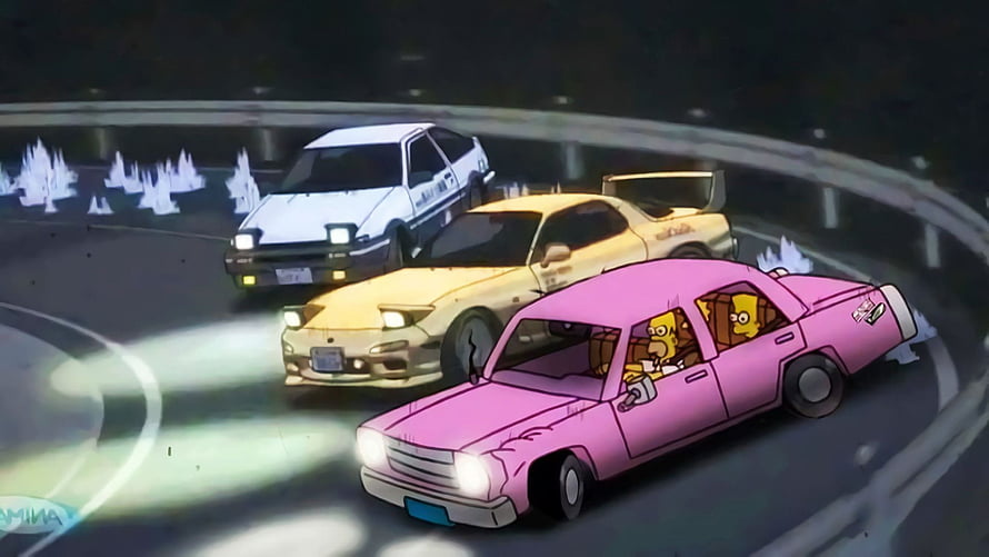 SpongeBob and Patrick in a JDM Street Race with Classic Japanese Cars HD wallpaper