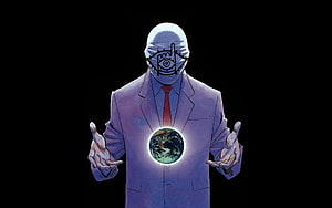 20th Century Boys: The Eye Mask Villain Holding a Glowing Earth HD wallpaper