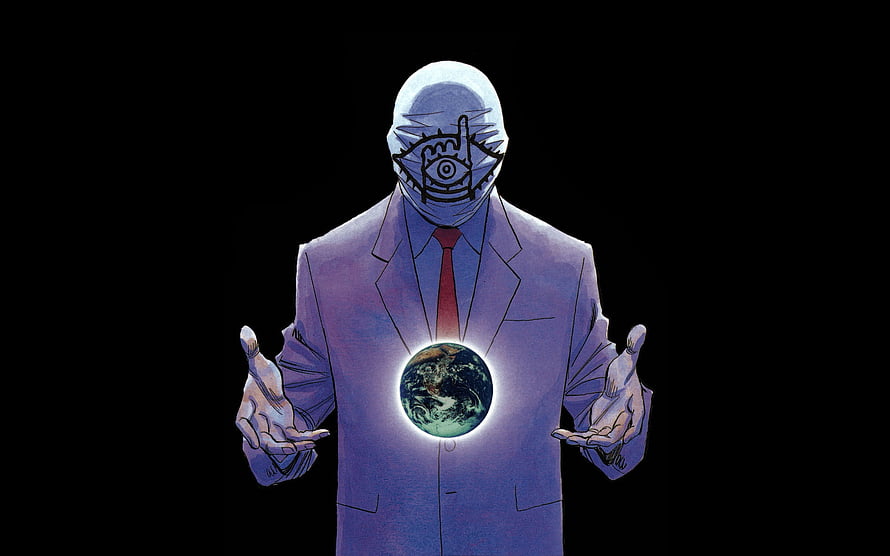 20th Century Boys: The Eye Mask Villain Holding a Glowing Earth HD wallpaper