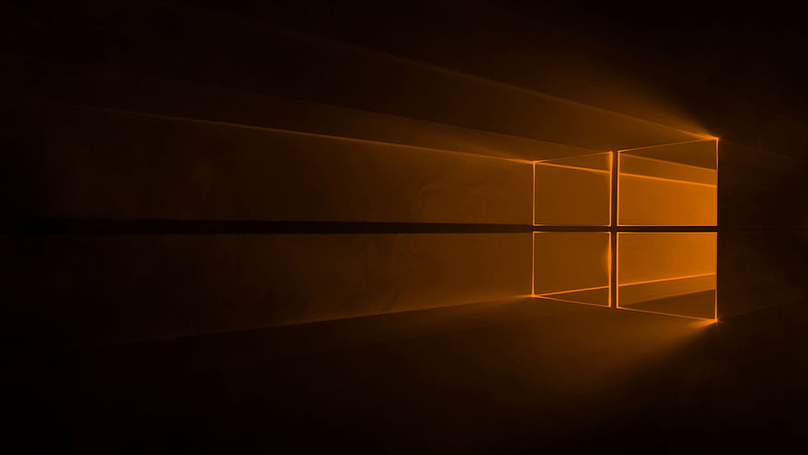 Windows 10 Orange Glow Minimalist Dark Desktop Background HD wallpaper