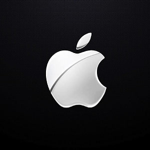 Apple Logo on Black Textured Background Minimalist Wallpaper HD phone wallpaper