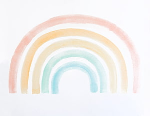 Pastel Watercolor Rainbow Arch in Soft Neutral Tones on White Background HD wallpaper