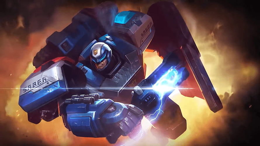 Johnson S.A.B.E.R Automata Mecha Warrior in Explosive Combat HD wallpaper