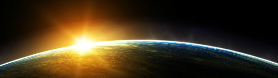 Sunrise Over Earth's Horizon From Space With Golden Atmosphere Glow HD wallpaper