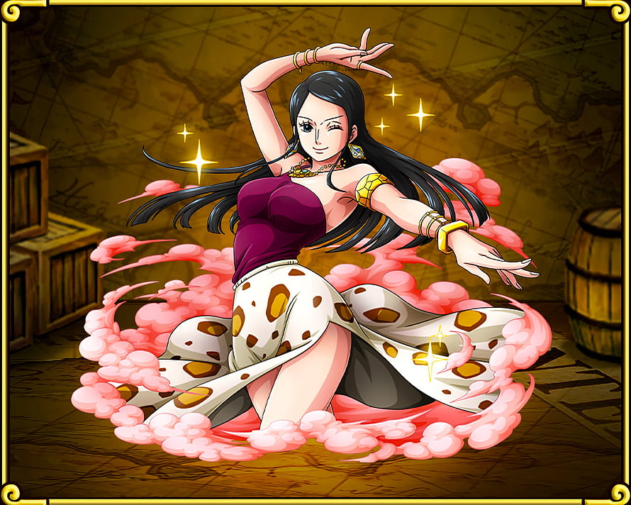 Nico Robin from One Piece in a Dynamic Dance Pose with Pink Smoke Effects HD wallpaper