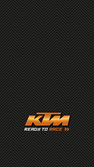 KTM Ready To Race Logo On Black Carbon Fiber Chevron Pattern Background HD phone wallpaper