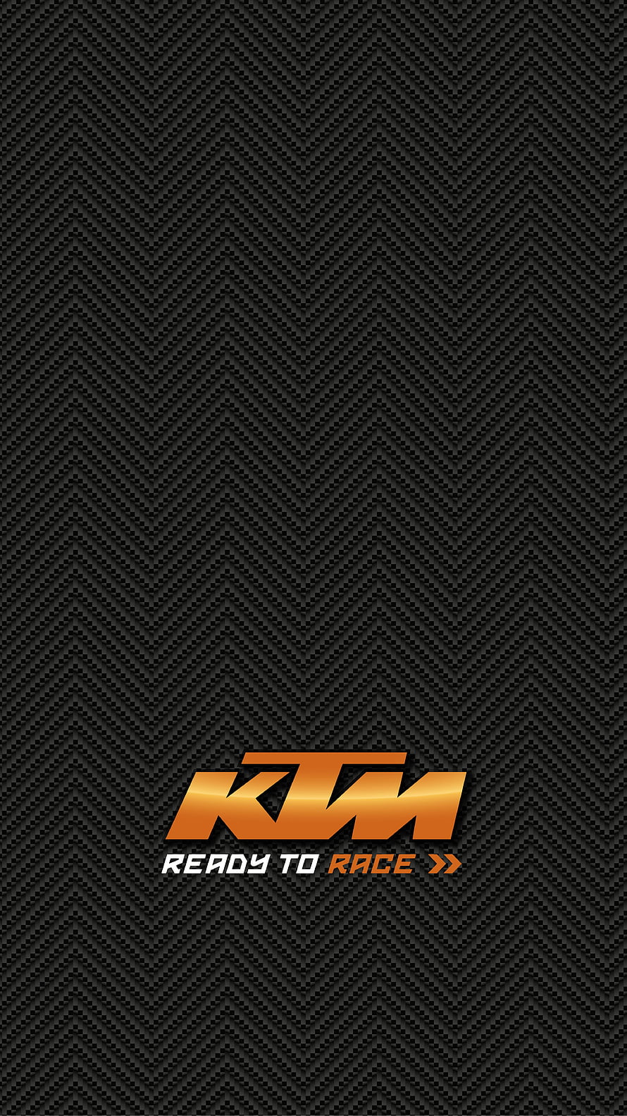 KTM Ready To Race Logo On Black Carbon Fiber Chevron Pattern Background HD phone wallpaper