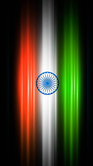 Glowing Indian National Flag with Ashoka Chakra on Dark Background HD phone wallpaper