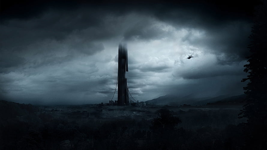 Half-Life 2 Citadel Tower Rising Over Dark Landscape Under Stormy Skies HD wallpaper