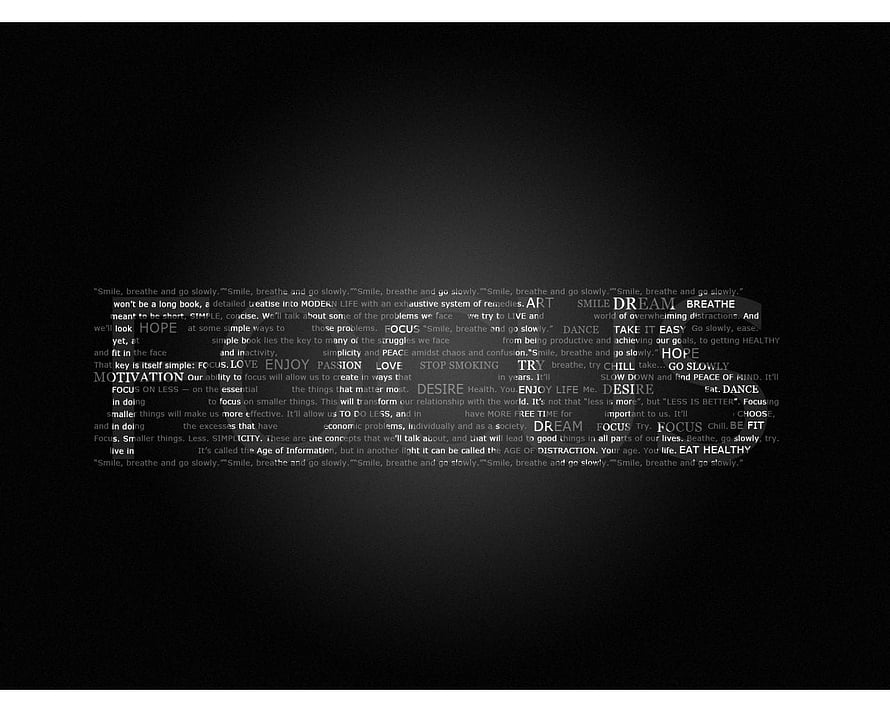 Minimalist Black Text Art Wallpaper with Motivational Words and Focus Theme HD wallpaper