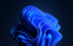 Windows 11 Dark Theme Abstract Blue Flowing Ribbon Wallpaper HD wallpaper