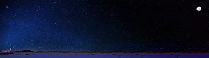 Starry Night Sky Over Desert Landscape With Moon And Distant Car HD wallpaper
