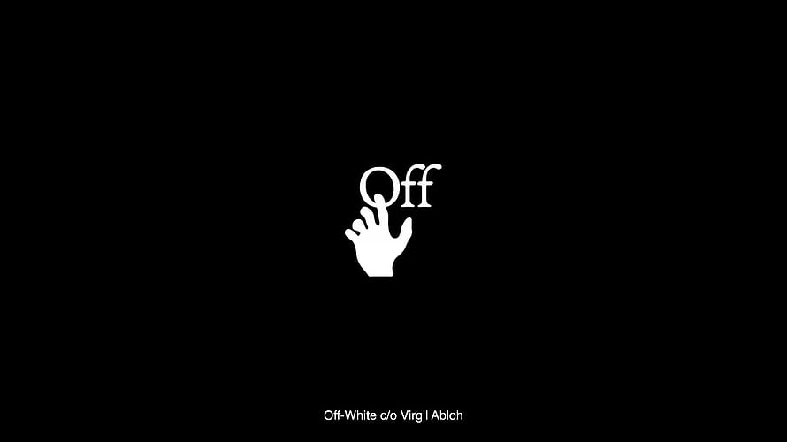 Off-White Virgil Abloh Minimalist Hand Logo on Black Background HD wallpaper