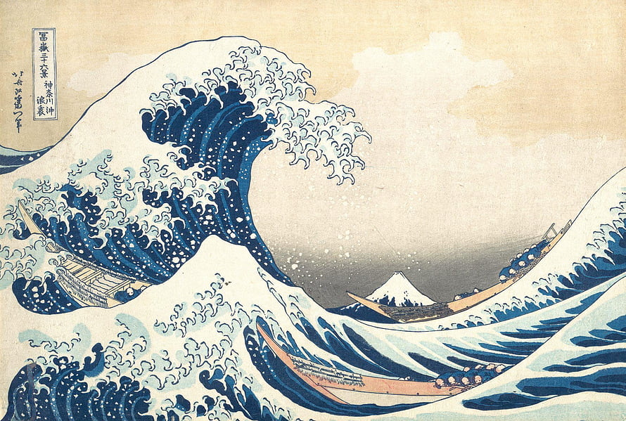 The Great Wave off Kanagawa by Hokusai Japanese Ukiyo-e Woodblock Print HD wallpaper