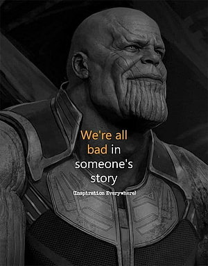 Thanos Portrait in Dark Armor with Motivational Quote Overlay HD phone wallpaper
